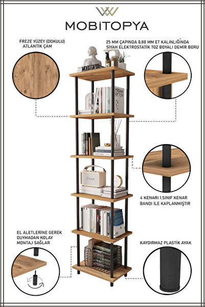 Mobitopya Çevir Kur 45 Cm Atlantik Çam Kitaplık