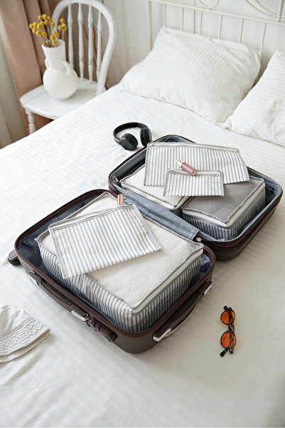 Serstil 6 részes bőröndrendező készlet - szürke kötélmintás