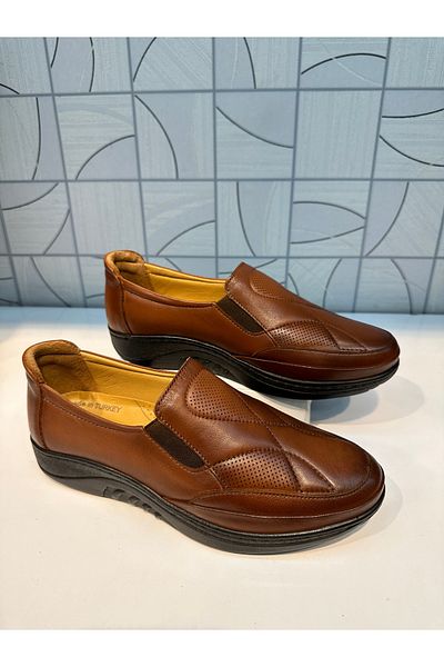 Anıl Ayakkabı Castle 42746 Women's TABA Brown Orthopedic Genuine Leather Padding Mother Walking Casual Daily Shoes