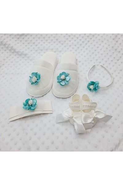 BERKAY Pompom Mother and Baby Maternity Set 4 Pieces from Berkaysun Textile