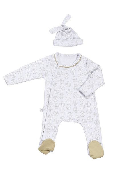 tinylamb Lamb Organic Newborn Jumpsuit and Beanie 0-3 Months Baby Mini Newborn Set 100% Cotton