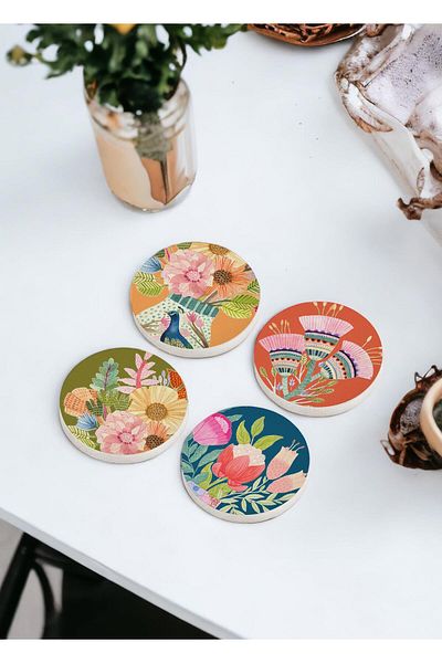 The Mia Butterfly Set of 4 Round Stone Cups