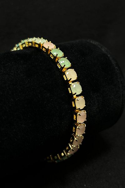 Serelia Opaque Color Round Zircon Stone Steel Bracelet