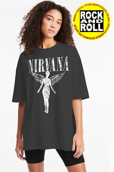 ROCK GURU Angel Nirvana Oversize κοντομάνικο γυναικείο μπλουζάκι