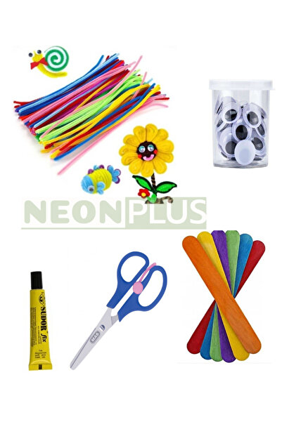 NEON PLUS Kırtasiye seti, El işi Seti, Şönil, Makas, Oynar Göz, Makas, Yapışt...