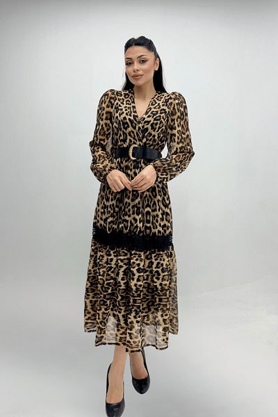 giyimmasalı Μίντι Φόρεμα από ύφασμα σιφόν Leopard Print - LEOPARD