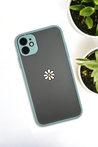 mooodcase iPhone 11 Uyumlu Papatya Desenli Buzlu Şeffaf Lüx Telefon Kılıfı