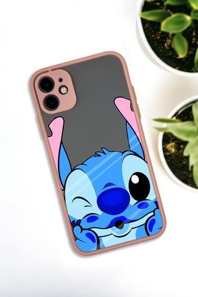 mooodcase iPhone 11 Uyumlu Stitch Desenli Buzlu Şeffaf Lüx Telefon Kılıfı