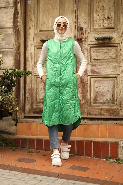 TUĞRA CENTER Women's Baklava Pattern Araboy Vest-green
