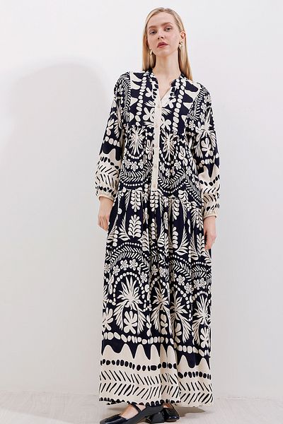 Bigdart 2423 Authentic Patterned Dress - F. Black