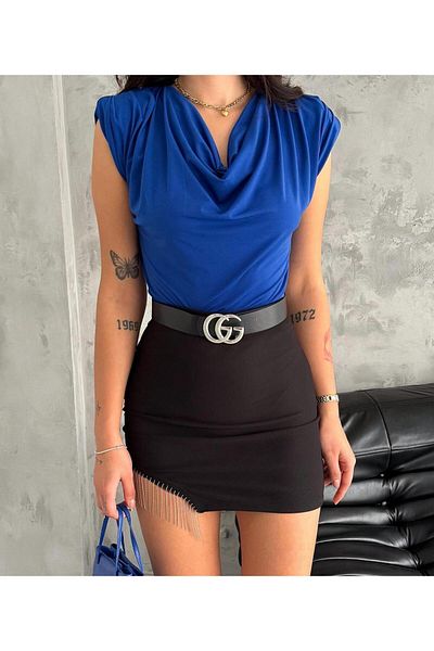 ALLEYTA Sandy Degaje Collar Padded Blouse