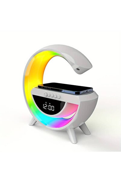 JUNGLEE G Bluetooth Hoparlör 15w Kablosuz Hızlı Şarj Alarm Çalar Saat Gece La...