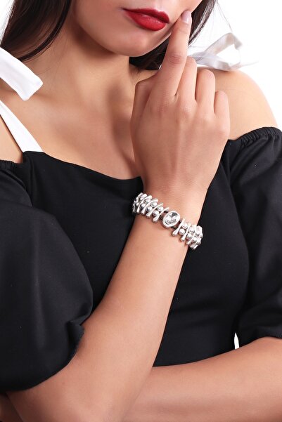 LABALABA Kadın Antik Gümüş Kaplama Deri Kordonlu Beyaz Doğaltaş Detaylı Hürre...