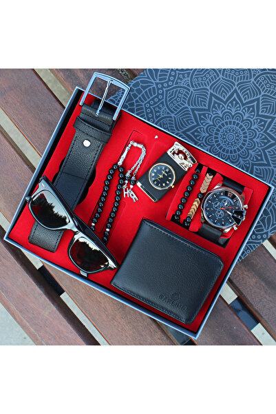 saat&istasyonu Erkek Kol Saat Seti Güneş Gözlüğü ''Saatli Çakmak Işıklı ''  Cüzdan Erkek Tesbih Kemer Bileklik