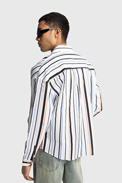 GIESTO Смугаста сорочка з гофре