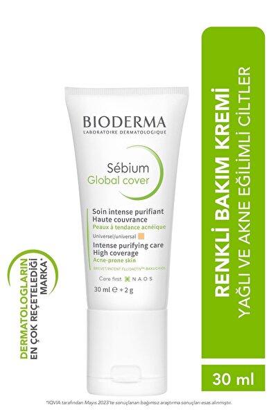 Bioderma SEBIUM GLOBAL COVER COLORED CARE CREAM WITH SKIN RENEWAL AHA AND SALICYLIC ACID 30 ML GKHAİR341