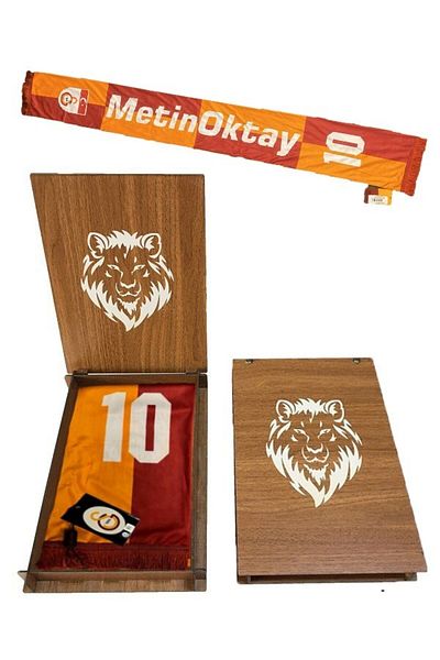 Galatasaray Metin Oktay Scarf Shawl Scarf Gift with Wooden Box