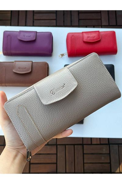 DERKON Genuine Leather Multi-Purpose Women's Wallet Mink Color