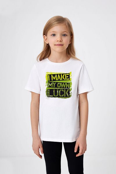 ADABEBEK Tricou pentru fetiță cu imprimeu colorat, scris cu norocul meu
