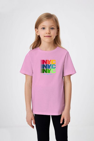 ADABEBEK Πολύχρωμο εμπριμέ μπλουζάκι NYC New York για κορίτσια