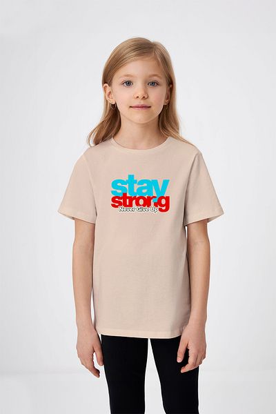 ADABEBEK Stay Strong Letter Printed Girl's T-Shirt