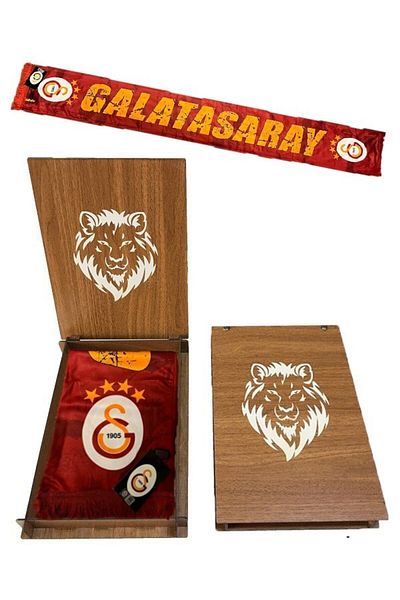 Galatasaray Embroidered Licensed Camisole Shawl Scarf with Gift Wooden Box
