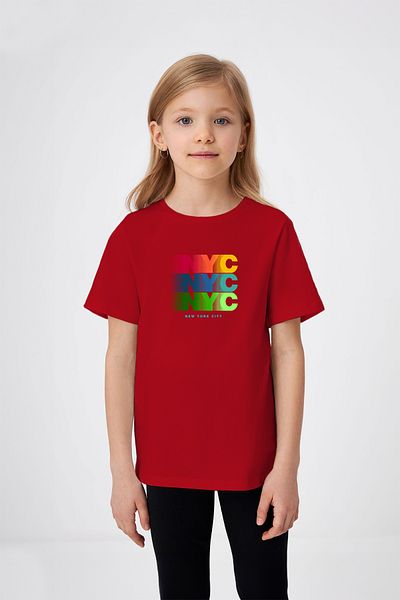 ADABEBEK Tricou pentru fetiță cu imprimeu colorat NYC New York