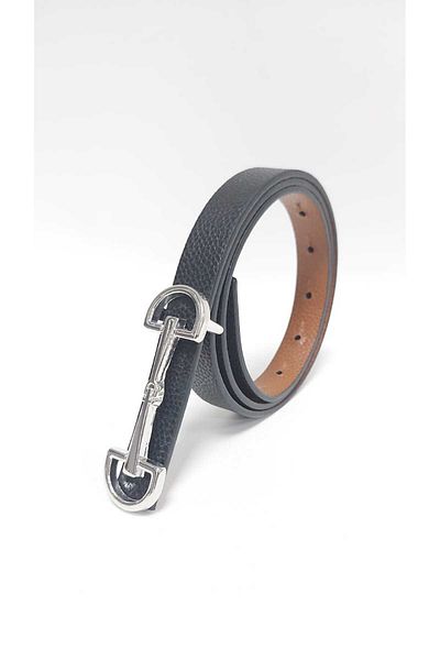 Kemerix Silver Buckle Reversible Women's Thin Belt