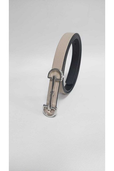 Kemerix Silver Buckle Reversible Women's Thin Belt