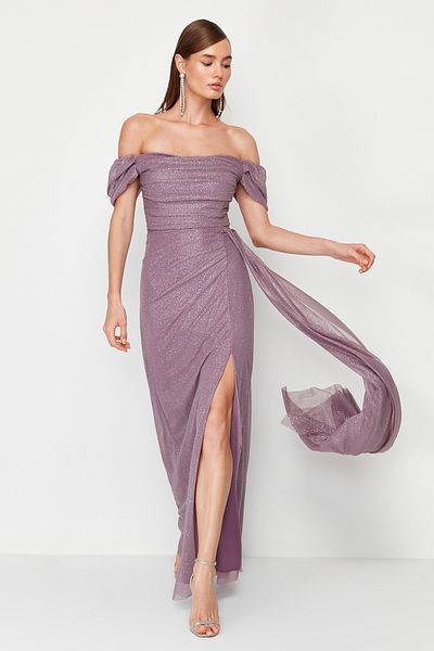 Trendyol Collection Elegáns púderszövésű estélyi ruha - TPRSS24AE00110