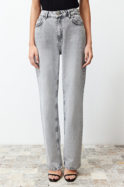 Trendyol Collection Gray Low Waist Wide leg Jeans TWOSS24JE00033
