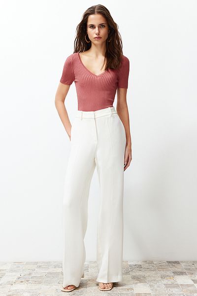 Trendyol Collection Pulover tricotat cu cravată cu trandafiri uscate TWOSS24KZ00042