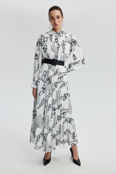 Touché Privé Gemustertes und plissiertes Crêpe-Kleid