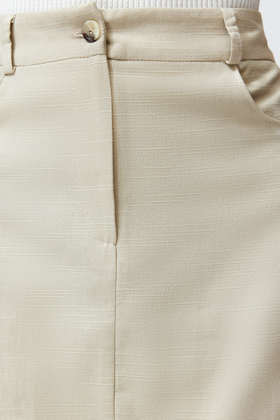 Trendyol Collection Μπεζ φούστα Frilly Μίνι υφαντό λινό λουκ φούστα TWOSS24ET00102