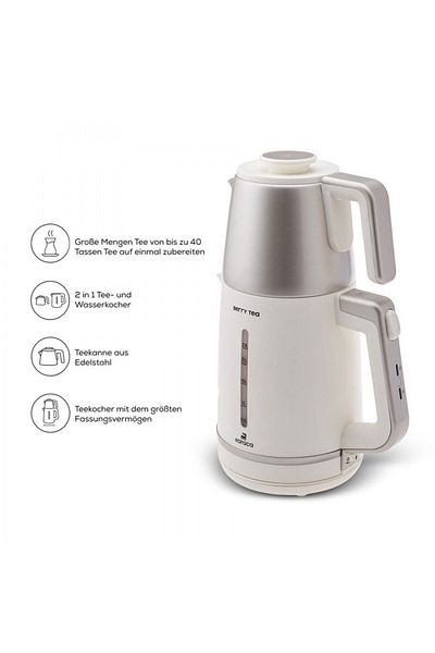 Karaca Berry Tea XL Cay Maker Mulberry mit Teekanne aus Stahl und Wasserkocher Mulberry Wasserkocher