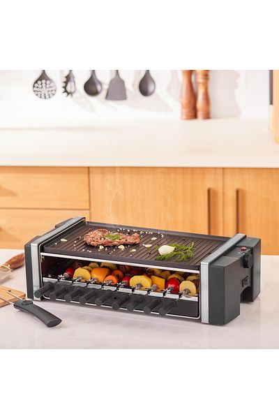 Karaca Gratar Raclette 1200 Watt, Feuerfeste, Antihaftbeschichtete Guss-Grillplatten