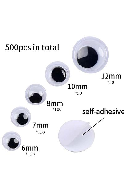 Choice 500pcs Swing Eyes Self-adhesive Black White Goose Eyes for DIY Crafts Decoration