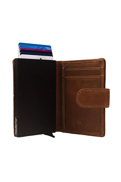 The Chesterfield Brand Wax Pull Up Credit card case RFID protection Leather 7 cm