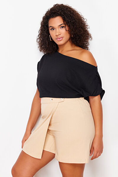 Trendyol Curve Mini šortky Mink Gabardine sukně – stylový design