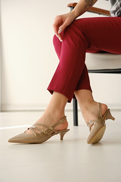 DİVOLYA Vendy Mink λουστρίνι (3cm) με μυτερό τακούνι με τρεις ρίγες casual παπούτσια