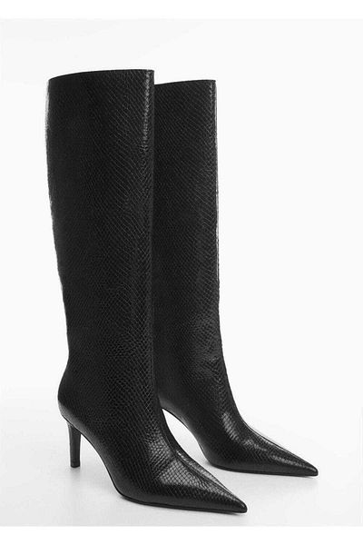 MANGO Woman Stiefel mit Absatz und Tiermuster