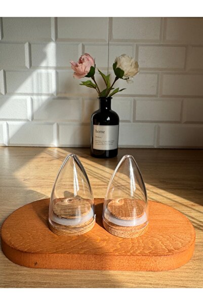 Evstetik طقم توزيع توابل وملح فلفل ميكا مكون من قطعتين مع غطاء خشبي - ليس زجا...