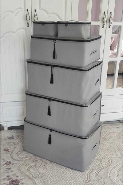 ATLAS HURÇ Gray Tasseled Bag Set
