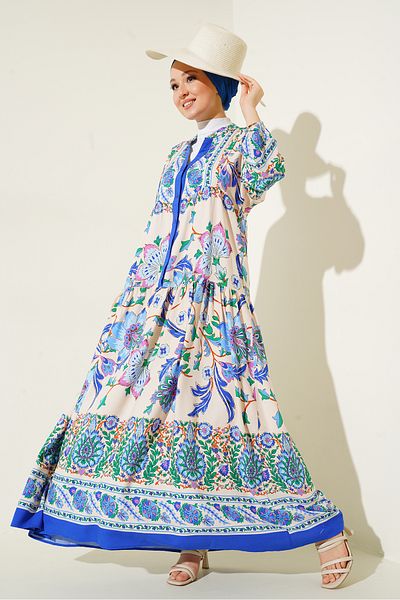 Bigdart 2423 Authentisches gemustertes Kleid - Dunkelblau