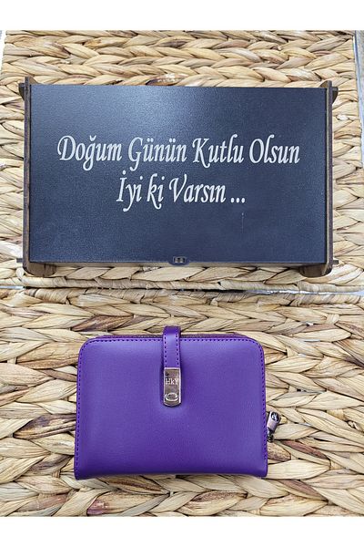 HKY Small Size Women's Wallet with Wooden Box