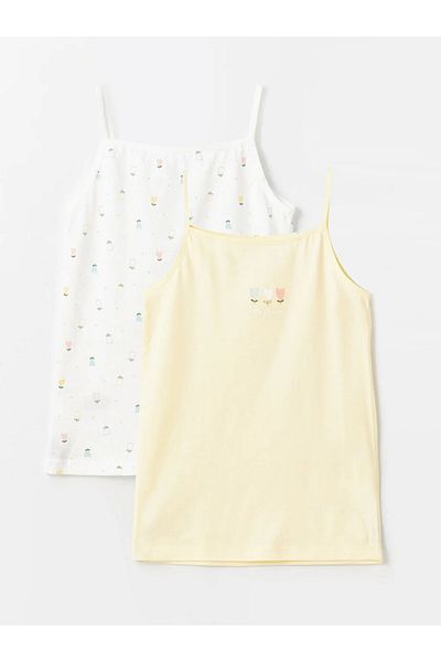 LC Waikiki LCW Kids Square Collar Printed Girls' Undershirt 2-Piece