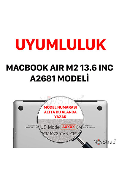 NovStrap حافظة فضية اللون حافظة لوحة مفاتيح سوداء متوافقة مع Apple Macbook Air M2 13.6 بوصة A2681