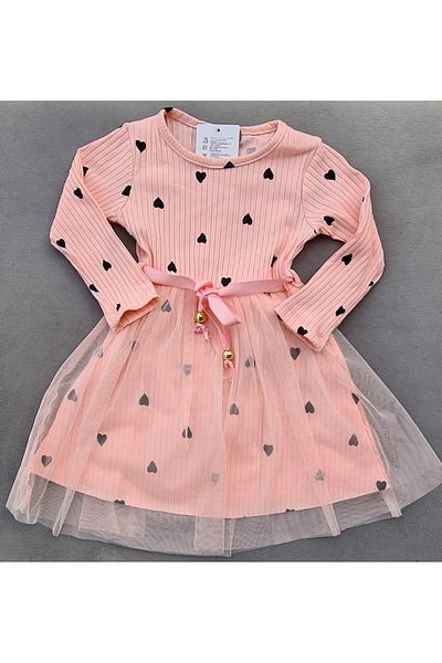 KAMİKAM Rochie pentru fete din bumbac din tul cu imprimeu Eid (MĂRIME MICĂ RECOMANDĂ 1-2 MĂRIME MARE)