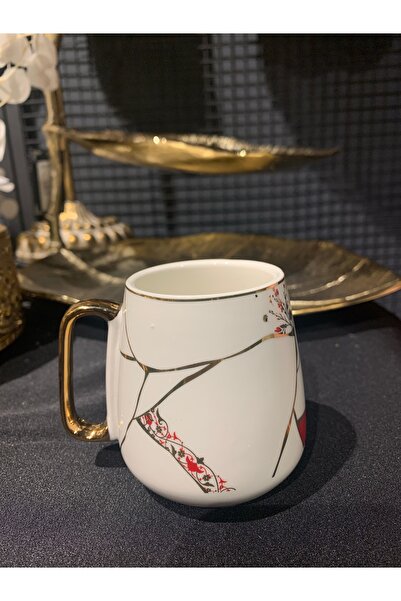 feramila Porselen Kupa Mermer Desenli