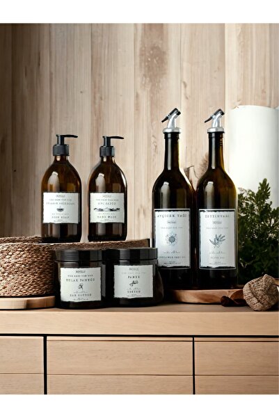 HOLLYHOME مجموعة مكونة من 7 قطع مع حامل: وعاء زيت زجاجي سعة 750 مل، وصابون سا...